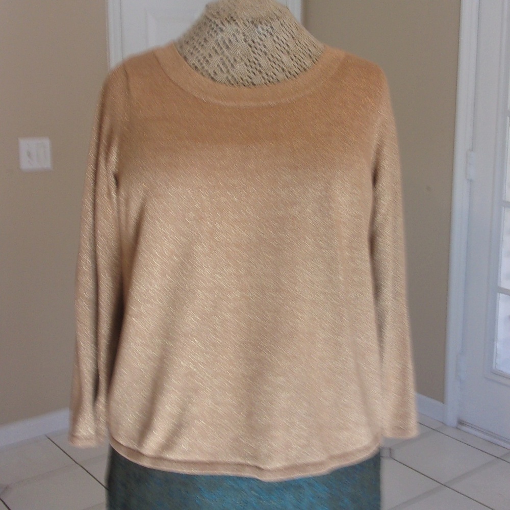 Gold Shimmer Long Sleeve Knit Top
